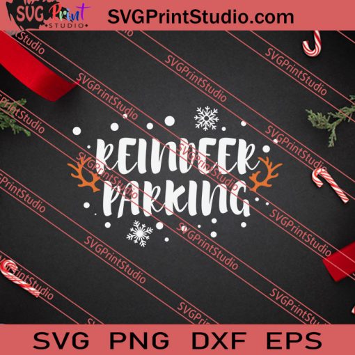 Reindeer Parking Christmas SVG PNG EPS DXF Silhouette Cut Files