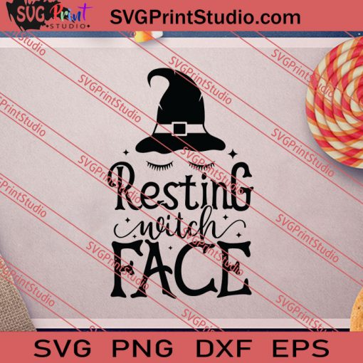 Resting Witch Face Halloween SVG PNG EPS DXF Silhouette Cut Files