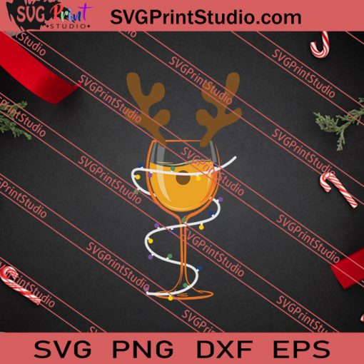 Wine Christmas Light Wine Lover SVG PNG EPS DXF Silhouette Cut Files