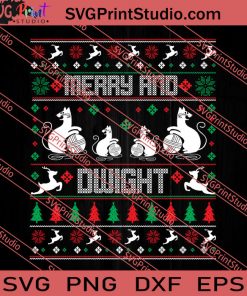 Merry And Dwight Christmas SVG PNG EPS DXF Silhouette Cut Files