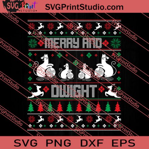 Merry And Dwight Christmas SVG PNG EPS DXF Silhouette Cut Files