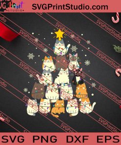Cat Christmas Tree Funny Christmas SVG PNG EPS DXF Silhouette Cut Files