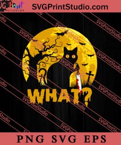 Cat What Halloween SVG PNG EPS DXF Silhouette Cut Files