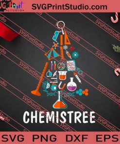 Chemistree Science Christmas Tree SVG PNG EPS DXF Silhouette Cut Files