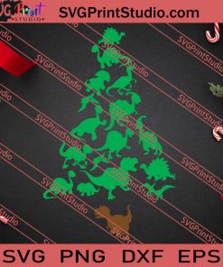 Dinosaur Christmas Tree Graphics SVG PNG EPS DXF Silhouette Cut Files