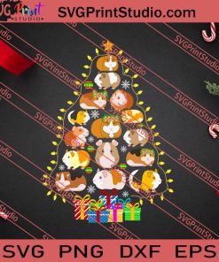 Guinea Pig Christmas Tree Lights SVG PNG EPS DXF Silhouette Cut Files