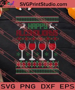 Happy Alcoholidays Christmas SVG PNG EPS DXF Silhouette Cut Files