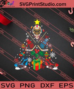 Ice Hockey Christmas Ornament Tree SVG PNG EPS DXF Silhouette Cut Files