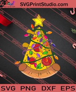 Pizza Christmas Tree Lights SVG PNG EPS DXF Silhouette Cut Files