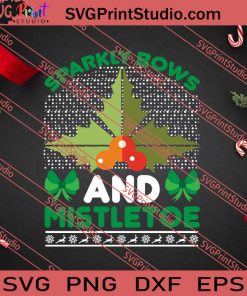 Sparkly Bows And Mistletoe Christmas SVG PNG EPS DXF Silhouette Cut Files