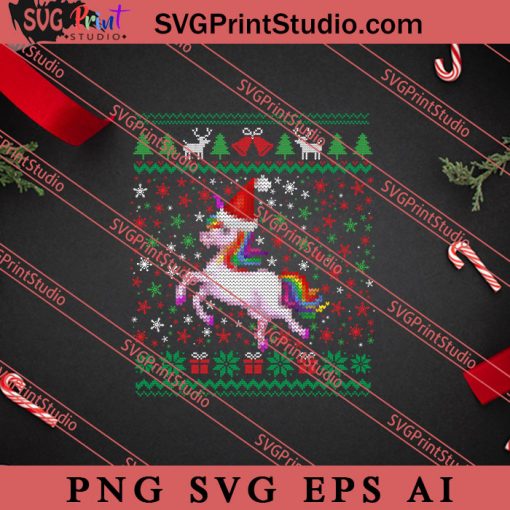Ugly Christmas Unicorn SVG PNG EPS DXF Silhouette Cut Files
