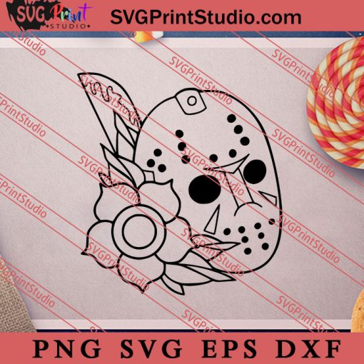 Jason With Flowers Halloween SVG PNG EPS DXF Silhouette Cut Files