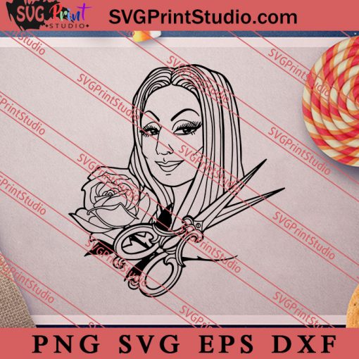 Morticia With Flowers Halloween SVG PNG EPS DXF Silhouette Cut Files