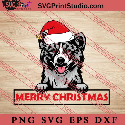 Animal Dog Akita Merry Christmas SVG, Merry X'mas SVG, Christmas Gift SVG PNG EPS DXF Silhouette Cut Files