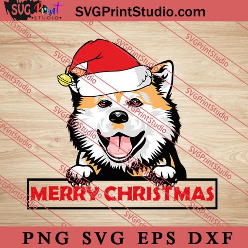 Animal Dog Akita Merry Christmas SVG, Merry X'mas SVG, Christmas Gift SVG PNG EPS DXF Silhouette Cut Files