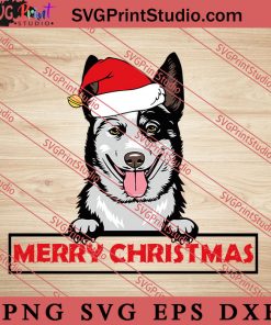 Animal Dog Australian Cattle Merry Christmas SVG, Merry X'mas SVG, Christmas Gift SVG PNG EPS DXF Silhouette Cut Files