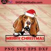 Animal Dog Basset Hound Merry Christmas SVG, Merry X'mas SVG, Christmas Gift SVG PNG EPS DXF Silhouette Cut Files