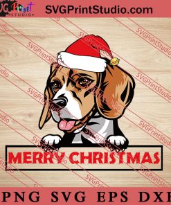 Animal Dog Beagle Merry Christmas SVG, Merry X'mas SVG, Christmas Gift SVG PNG EPS DXF Silhouette Cut Files