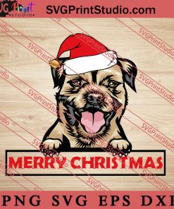 Animal Dog Border Terrier Merry Christmas SVG, Merry X'mas SVG, Christmas Gift SVG PNG EPS DXF Silhouette Cut Files
