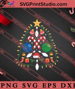 Bowling Ornament Christmas Tree SVG, Merry X'mas SVG, Christmas Gift SVG PNG EPS DXF Silhouette Cut Files
