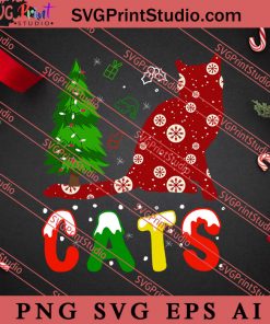 Cats Christmas SVG, Merry X'mas SVG, Christmas Gift SVG PNG EPS DXF Silhouette Cut Files