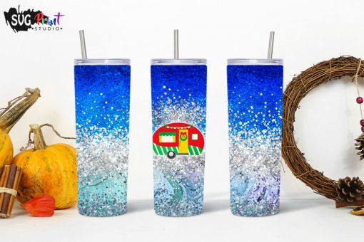 Camper Christmas Skinny Tumblers, 20oz Skinny Straight, Template for Sublimation, Full Tumbler Wrap, PNG Digital Download