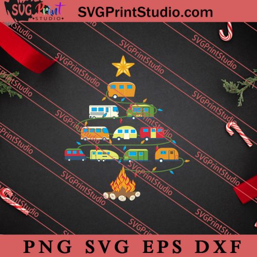 Christmas Tree Campers SVG, Merry X'mas SVG, Christmas Gift SVG PNG EPS DXF Silhouette Cut Files