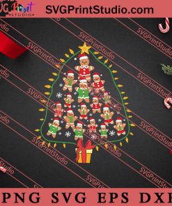 Christmas Tree Gingerbread Man Cookies SVG, Merry X'mas SVG, Christmas Gift SVG PNG EPS DXF Silhouette Cut Files