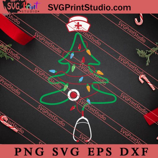 Christmas Tree Hospital Staff Doctor SVG, Merry X'mas SVG, Christmas Gift SVG PNG EPS DXF Silhouette Cut Files