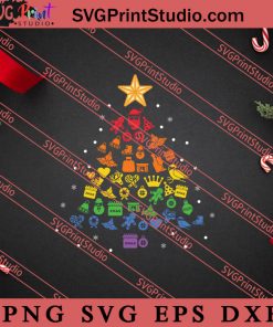 Christmas Tree Pride Rainbow Flag SVG, Merry X'mas SVG, Christmas Gift SVG PNG EPS DXF Silhouette Cut Files