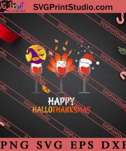 Happy Hallothanksmas Wine SVG, Merry X'mas SVG, Christmas Gift SVG PNG EPS DXF Silhouette Cut Files
