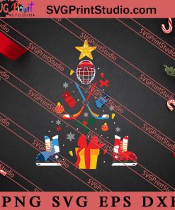 Ice Hockey Christmas Ornament Tree SVG, Merry X'mas SVG, Christmas Gift SVG PNG EPS DXF Silhouette Cut Files