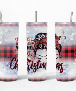 Just A Girl Who Loves Christmas Skinny Tumblers, 20oz Skinny Straight, Template for Sublimation, Full Tumbler Wrap, PNG Digital Download