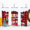 Merry Christmas Buffalo Plaid Skinny Tumblers, 20oz Skinny Straight, Template for Sublimation, Full Tumbler Wrap, PNG Digital Download