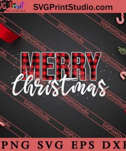 Merry Christmas Buffalo Plaid SVG, Merry X'mas SVG, Christmas Gift SVG PNG EPS DXF Silhouette Cut Files