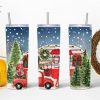 Merry Christmas Camper Skinny Tumblers, 20oz Skinny Straight, Template for Sublimation, Full Tumbler Wrap, PNG Digital Download