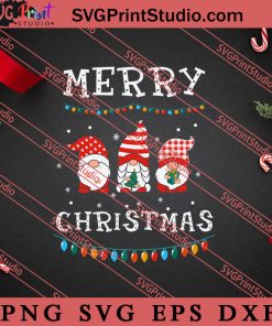 Merry Christmas Gnomies SVG, Merry X'mas SVG, Christmas Gift SVG PNG EPS DXF Silhouette Cut Files