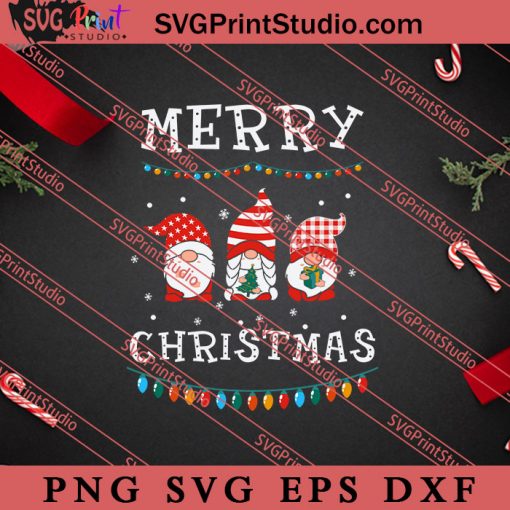 Merry Christmas Gnomies SVG, Merry X'mas SVG, Christmas Gift SVG PNG EPS DXF Silhouette Cut Files