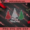 Merry Christmas Tree Buffalo Plaid SVG, Merry X'mas SVG, Christmas Gift SVG PNG EPS DXF Silhouette Cut Files