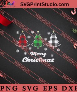 Merry Christmas Trees SVG, Merry X'mas SVG, Christmas Gift SVG PNG EPS DXF Silhouette Cut Files