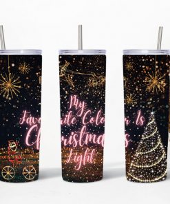 My Favorite Color Is Christmas Light Skinny Tumblers, 20oz Skinny Straight, Template for Sublimation, Full Tumbler Wrap, PNG Digital Download