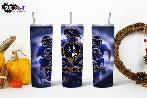 Ravens American Football Skinny Tumblers, 20oz Skinny Straight, Template for Sublimation, Full Tumbler Wrap, PNG Digital Download