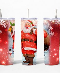Santa Claus Christmas Skinny Tumblers, 20oz Skinny Straight, Template for Sublimation, Full Tumbler Wrap, PNG Digital Download