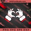 Santa Hand Heart Christmas Cute X-Mas SVG, Merry X'mas SVG, Christmas Gift SVG PNG EPS DXF Silhouette Cut Files