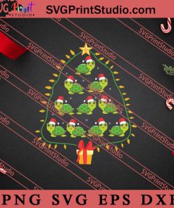 Tortoise Xmas Tree Santa Hat SVG, Merry X'mas SVG, Christmas Gift SVG PNG EPS DXF Silhouette Cut Files
