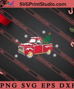 Truck Christmas SVG, Merry X'mas SVG, Christmas Gift SVG PNG EPS DXF Silhouette Cut Files