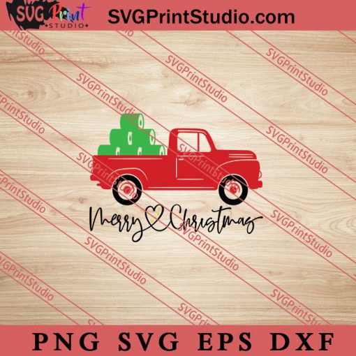Truck Christmas Merry Christmas SVG, Merry X'mas SVG, Christmas Gift SVG PNG EPS DXF Silhouette Cut Files