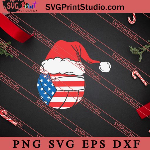 Volleyball America Christmas SVG, Merry X'mas SVG, Christmas Gift SVG PNG EPS DXF Silhouette Cut Files