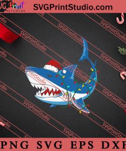 X'mas Shark Christmas SVG, Merry X'mas SVG, Christmas Gift SVG PNG EPS DXF Silhouette Cut Files