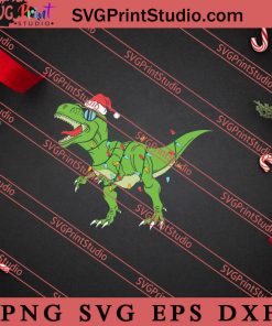 Xmas T-Rex Santa Christmas SVG, Merry X'mas SVG, Christmas Gift SVG PNG EPS DXF Silhouette Cut Files